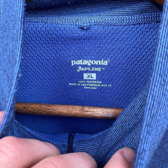 Vintage 2001 Patagonia Capilene 1/4 Zip Long Sleeve Jacket XL Blue - Picture 10 of 11
